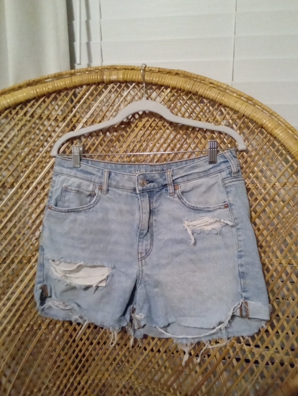 American Eagle Outfitters Light Wash Distressed Denim Shorts